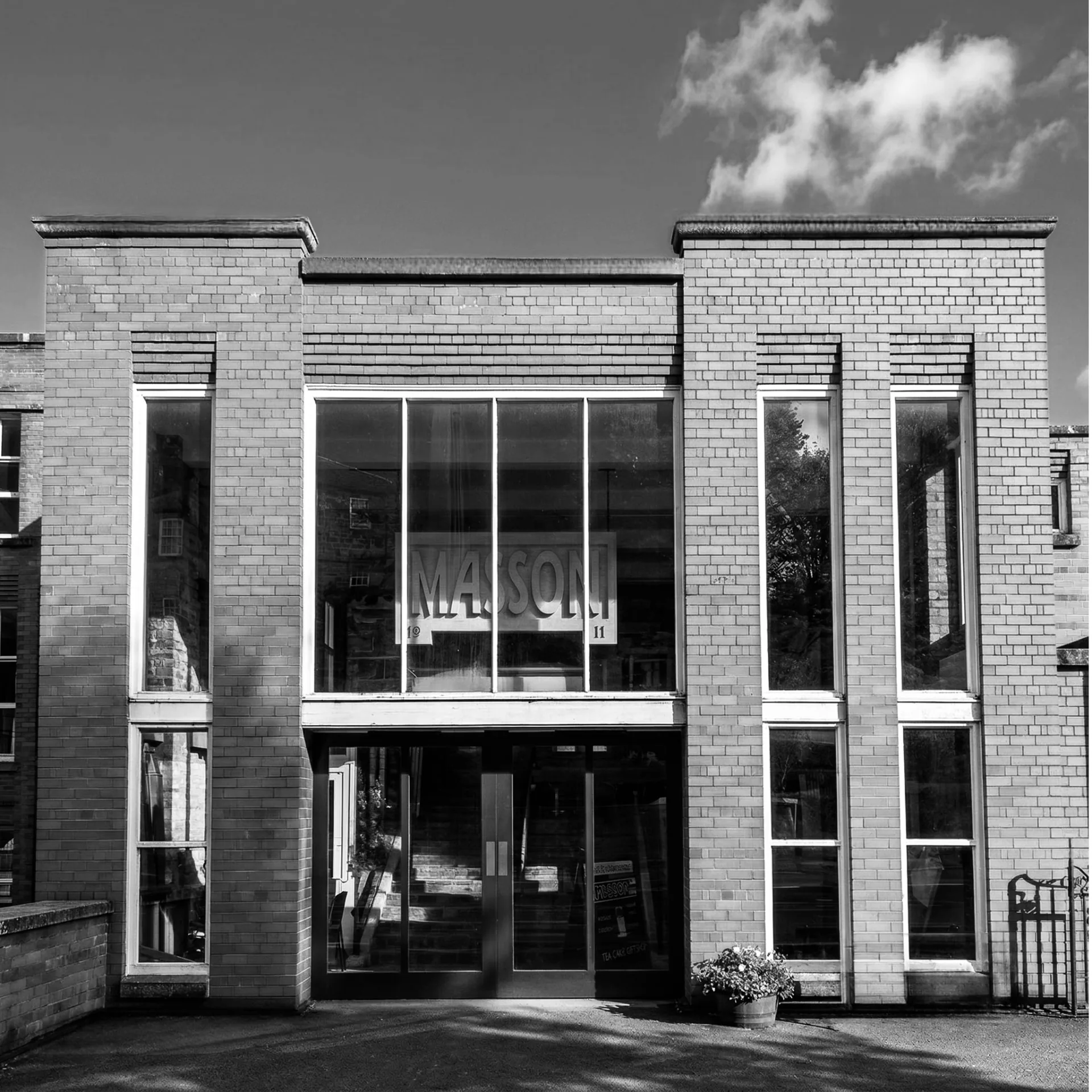 The glazed entrance to Masson Mills
