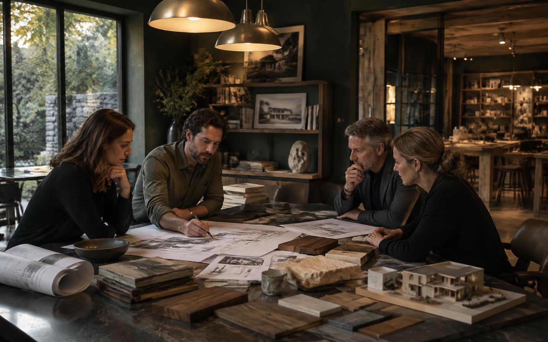 An architect project session around a table at Home