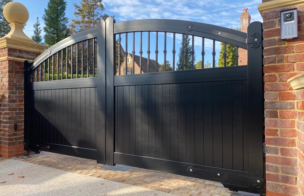 Aluminium sliding gate installed in white finish