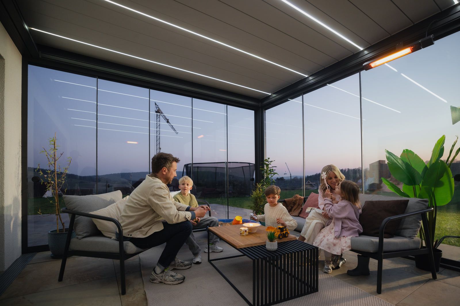 Pergolux pergola with louvres open